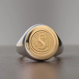 Personalise Luxury Chunky Sterling Silver Signet Ring With Engraved Initials